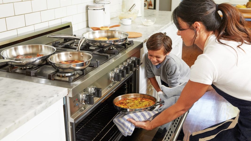 Baking food in a clean oven