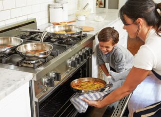 Baking food in a clean oven